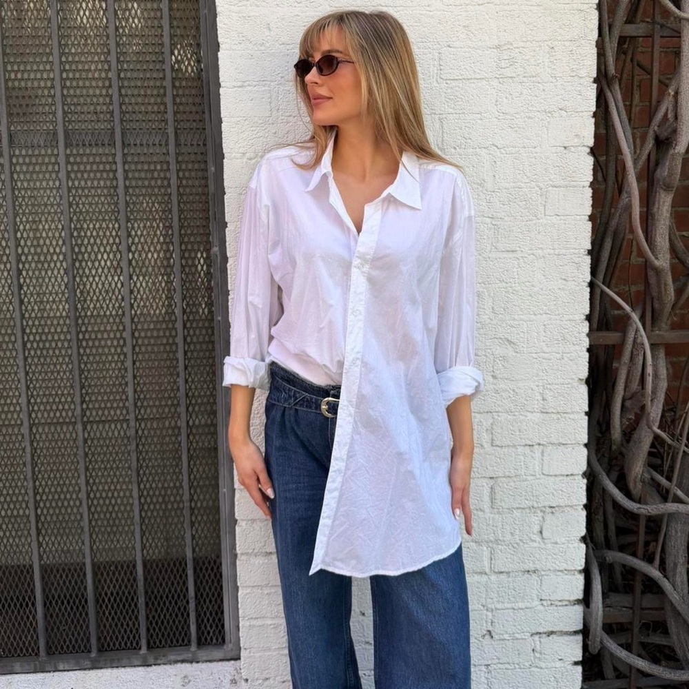 Norma Kamala White button down shirt with a relaxed fit sz L #preppy #minimalist